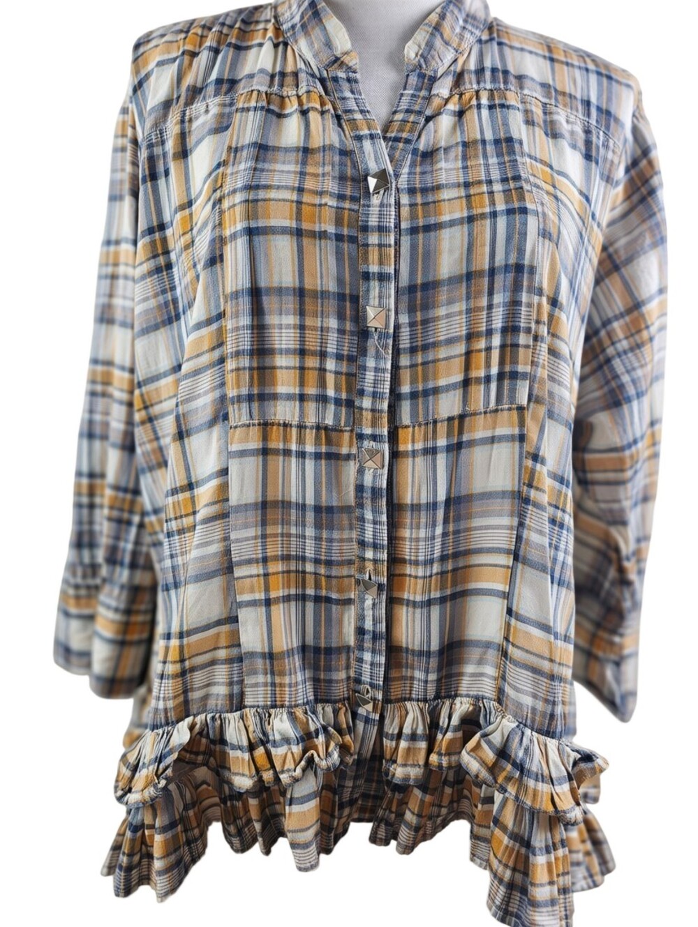 TORRID Plaid Ruffled Button Down Blouse In 2 (18/20)